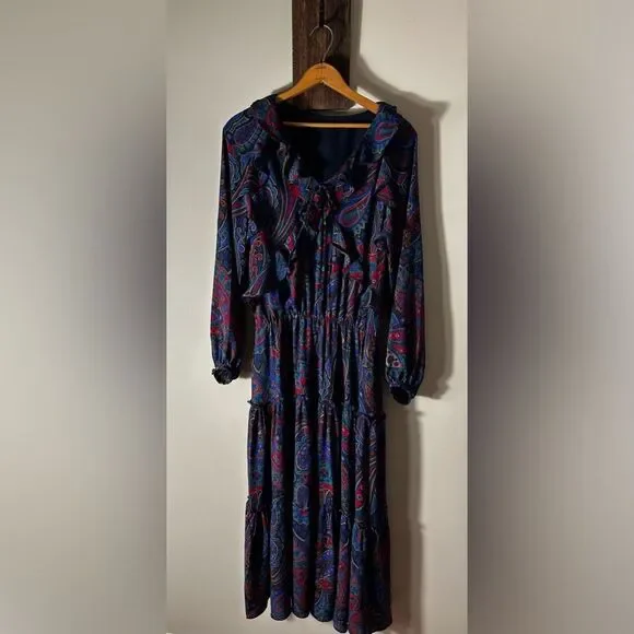Lauren Ralph Lauren- Women’s Paisley Ruffle Dress - Size 2 - Picture 7 of 13